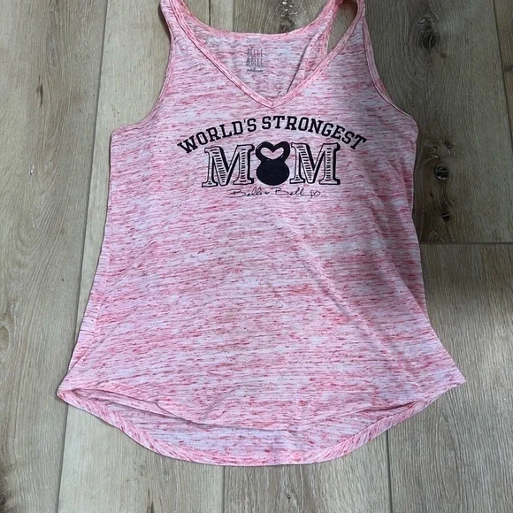 WORLD Strongest Mom Tank Top, Pink, Small - Picture 5 of 8
